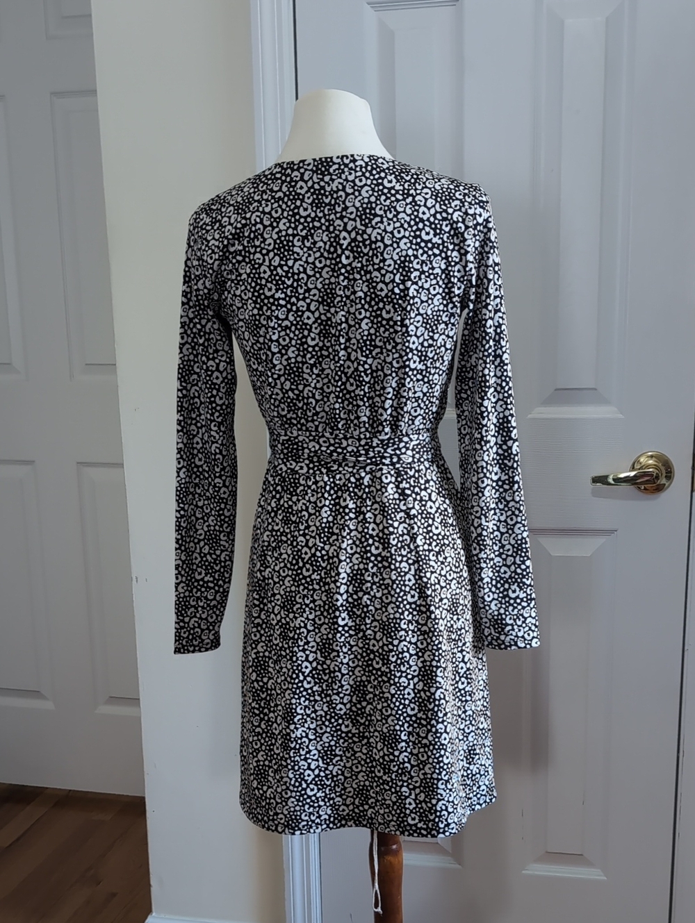 Loft Black & White Leopard Wrap Dress - Picture 2 of 5